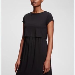 Gap Maternity Breastfeeding Nursing Short Sleeve Crewneck Black Mini Dress Small